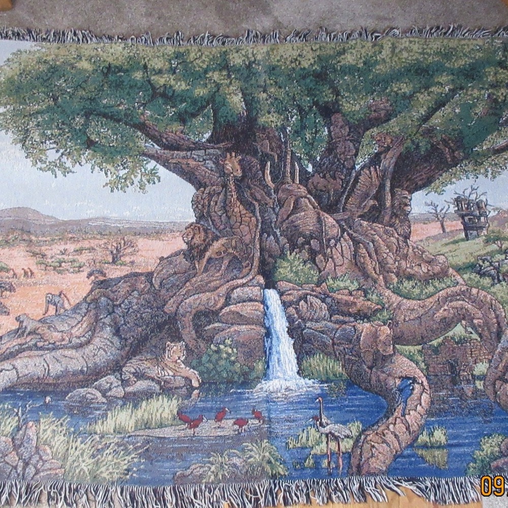 Disney Animal Kingdom Tree of Life Woven Tapestry Throw Blanket 68x51 Cotton USA